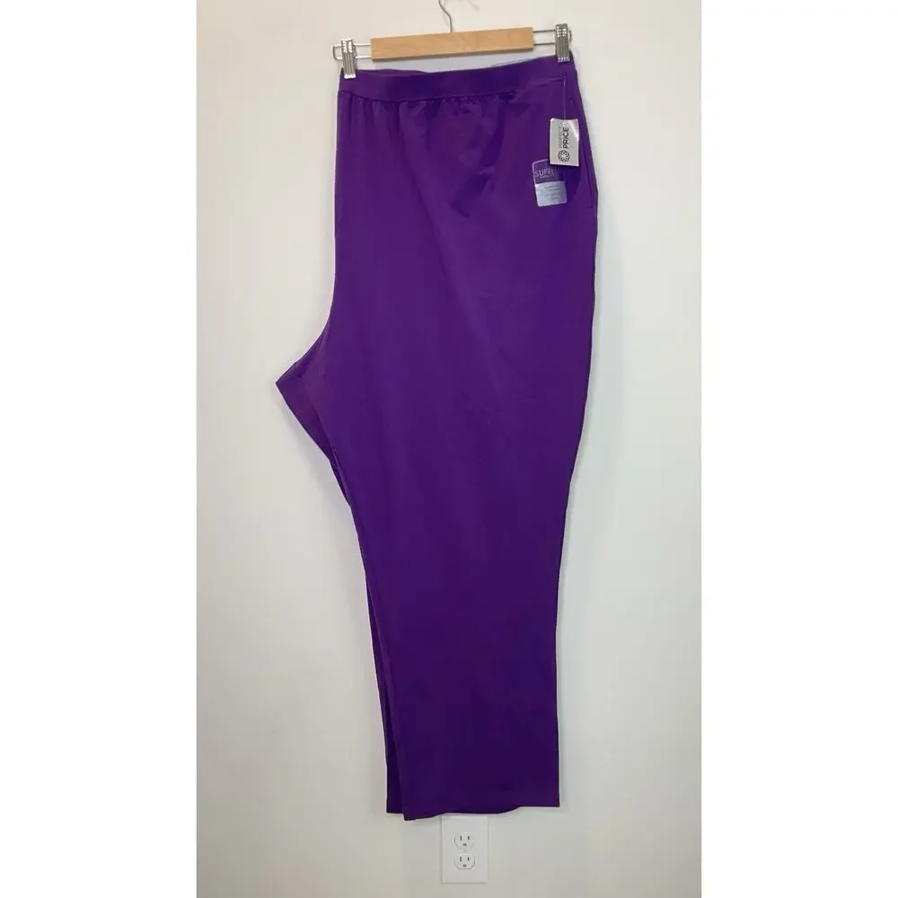 NWT Catherines Suprema Collection Cotton Knit Capri Pants Purple 5X (34/36) - Picture 2 of 12